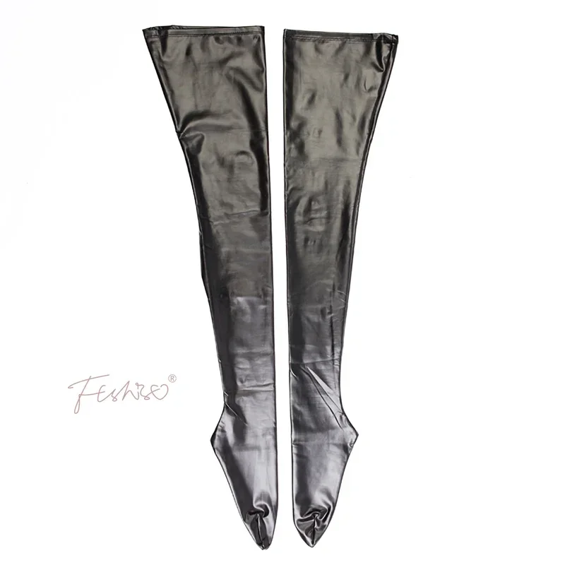 Ftshist сексуальные чулки выше колена с мокрым эффектом высокоэластичные матовые