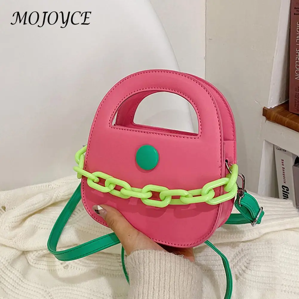 

Contrast Color Chain Handbag Women's 2022 Spring New Fashion Saddle Bag Small Foreign Style Versatile Ins Messenger Bag For Lady