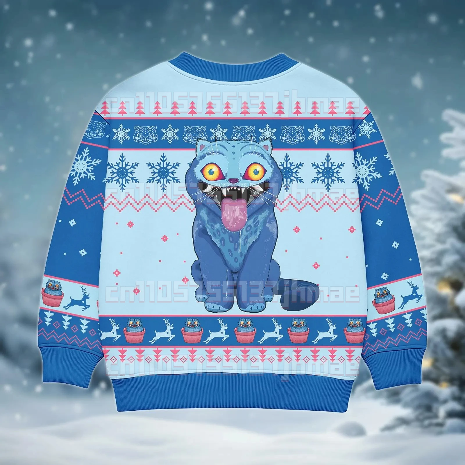 Фото [Новое поступление] Детский свитшот Derpy Tiger Christmas Edition, милый узор снежинки, универсальный топ для вечеринок и повседневной носки №5