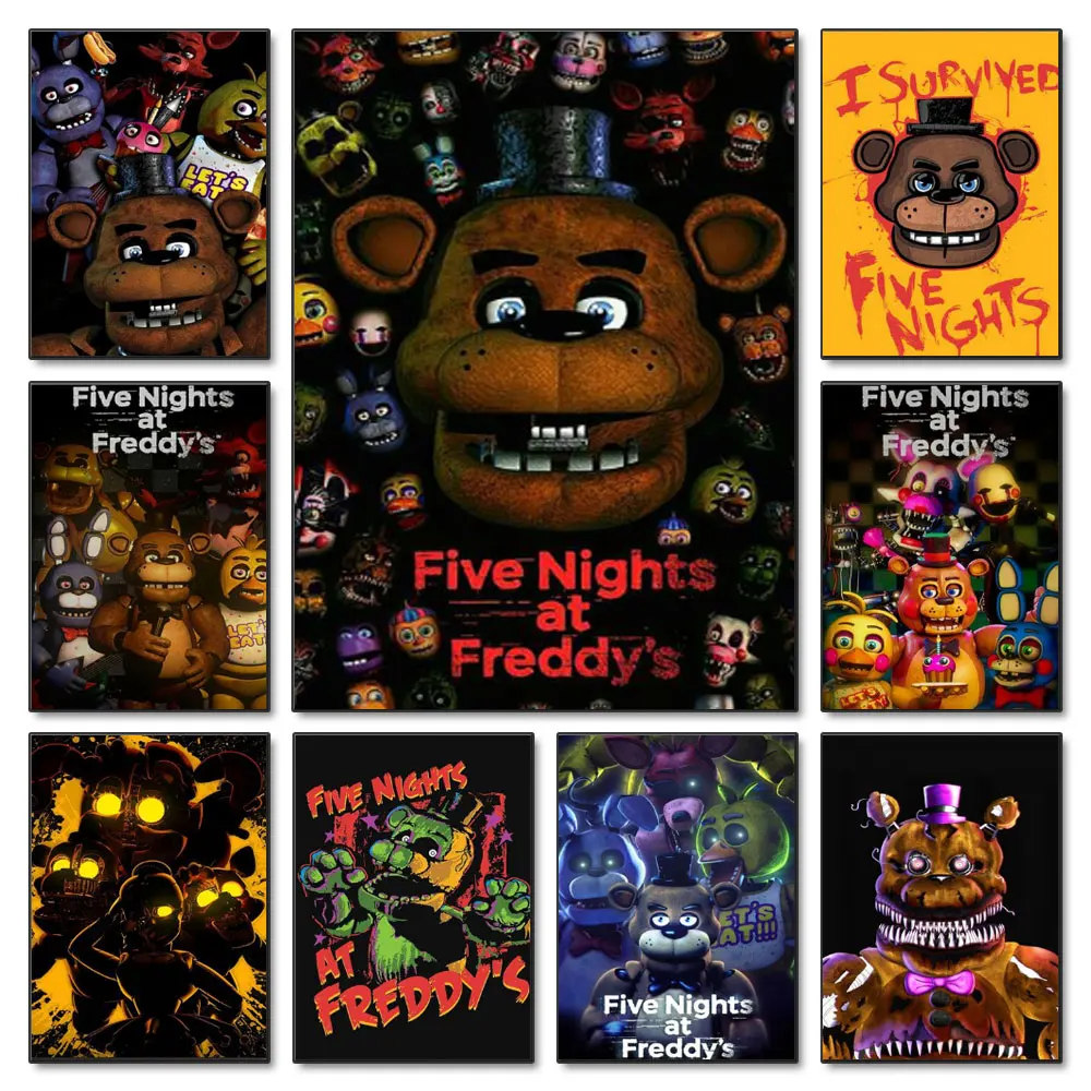 

FNAF POSTER Prints Five-Nights-At-Freddys Anime Canvas Painting Funny Game Wall Pictures Artwork for Living Room Home Decoration