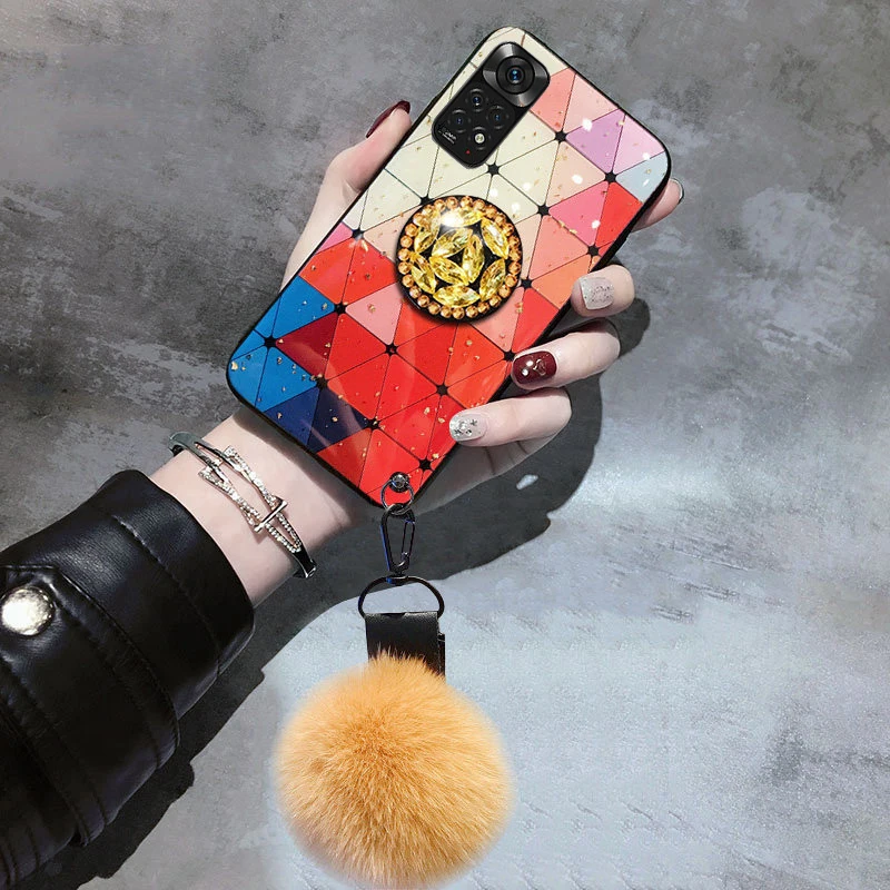 Glitter Diamond Lanyard Bracket Case For Xiaomi Redmi Note 12 11 Pro 11S 10A 10S 10C 9 9A 9C 9S 9T 8 POCO X3 M4 Pro phone Cover