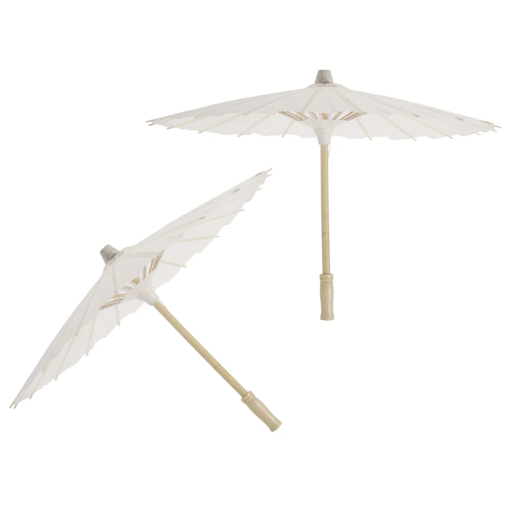 

4pcs White Paper Parasol Umbrella Chinese Japanese Paper Umbrella Wedding Decoration (Diameter 30cm, Randoim Umbrella Handle