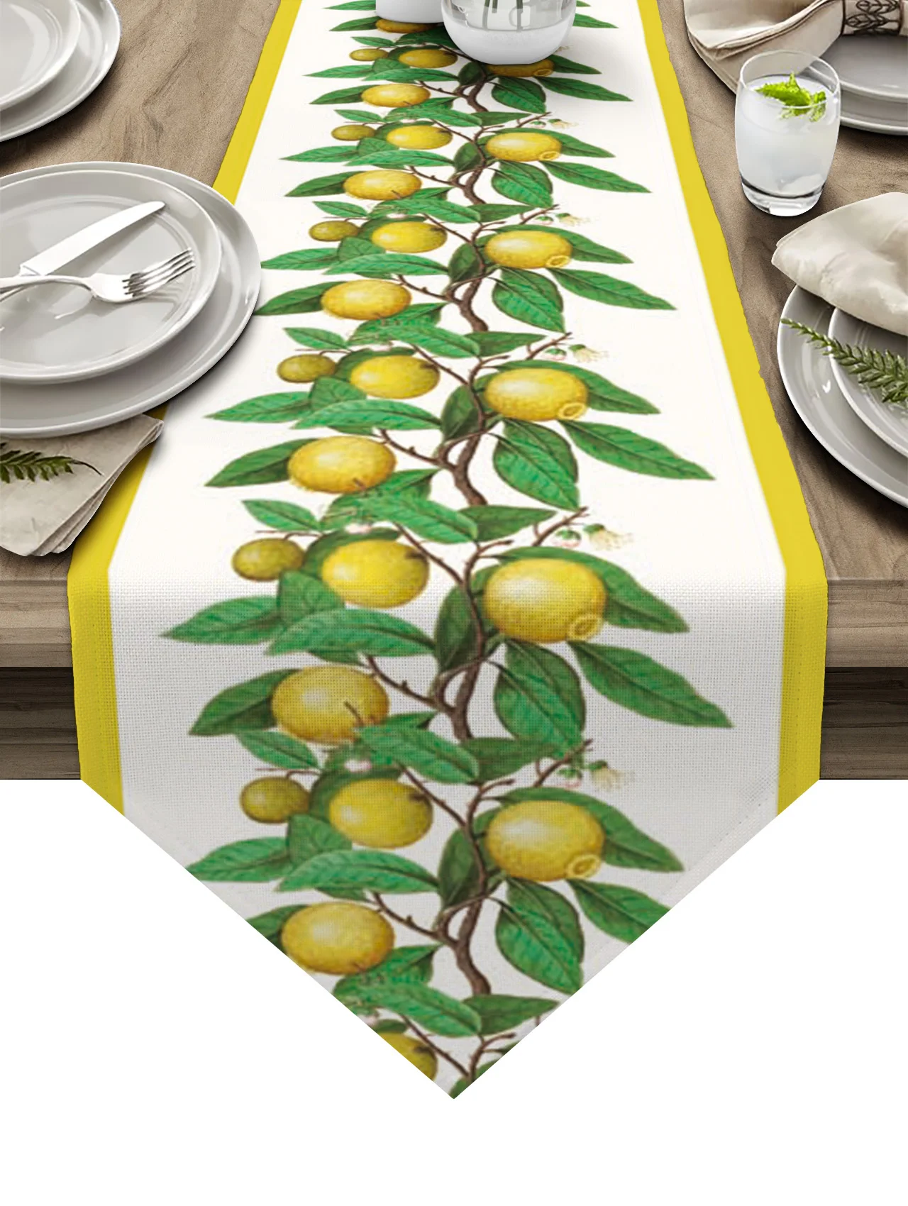 

Лимон фруктовые Листья настольные бегунки свадебное украшение современный обеденный стол декор настольные бегунки
