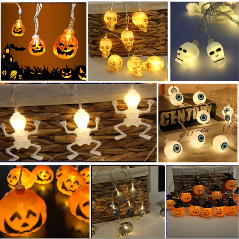 

1.5M 10 Led Halloween Pumpkin Funny Scary Eyeball Led Ghost Festival Light String Holiday Courtyard Room Decoration Lantern