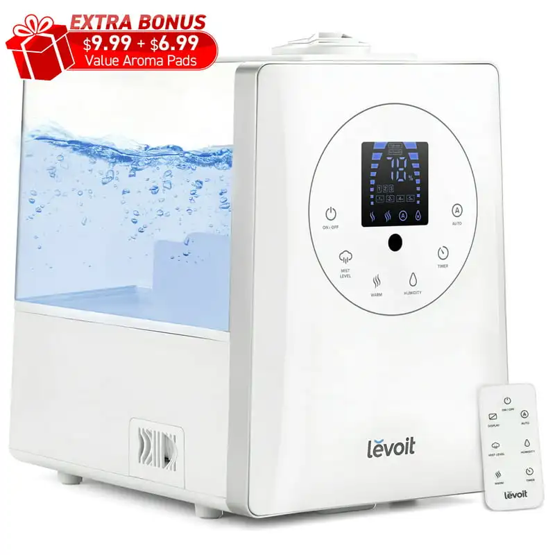 

Home Appliance Warm and Cool Mist Humidifier for Room Large Room Vaporizer for Baby Essential Oil Tray 6L LV600HH-RXW White