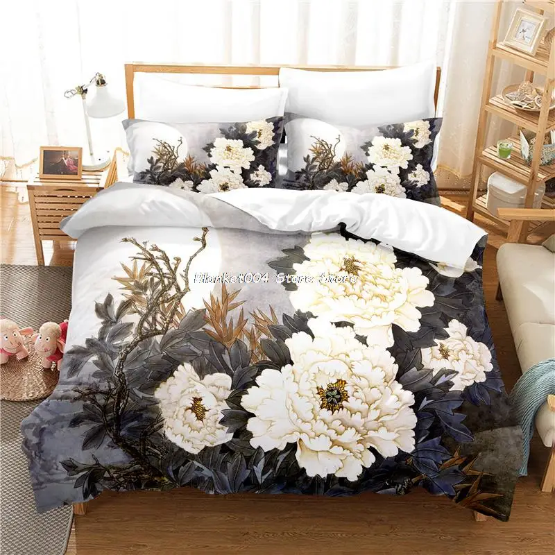 

Elegant Flowers Bedding Set Duvet Cover Set 3d Bedding Digital Printing Bed Linen Queen Size Bedding Set Fashion Design