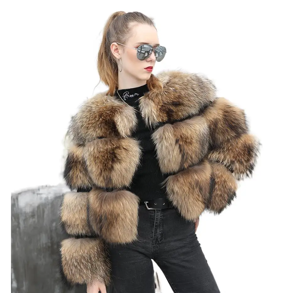 Winter Women Mink Fur Coat Premium Raccoon Overcoat O Necked Thick Popular Short Real Fur Jacket Ladies Simple Casual Parkas