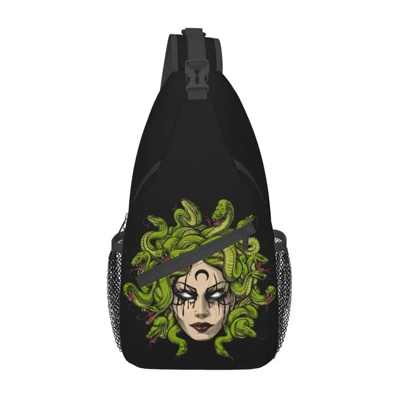 

Gothic Medusa Greek Goddess Snakes Crossbody Sling Backpack Men Ancient Greece Mythology Shoulder Chest Bag for Travel Cycling