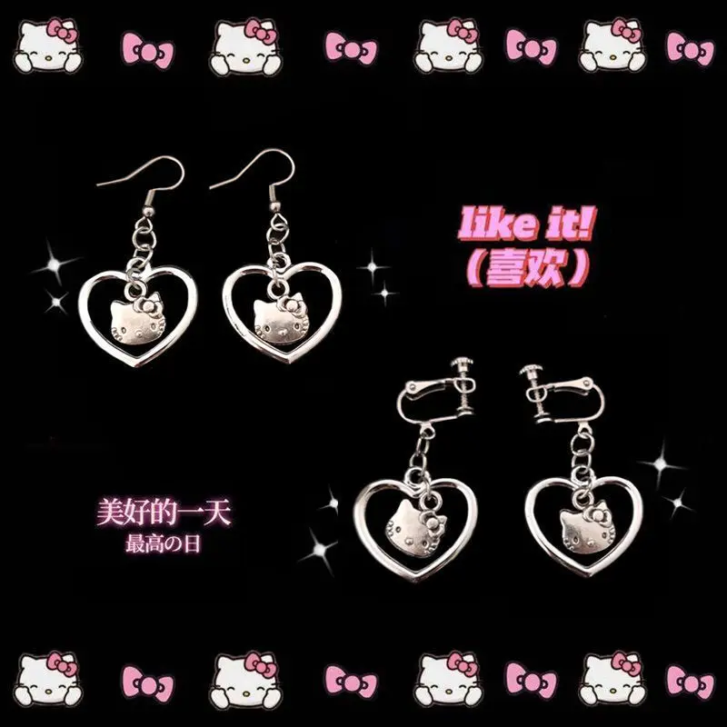 

Женские милые серьги TAKARA TOMY 2022, простые Мультяшные серьги-Клипсы из сплава с Hello Kitty