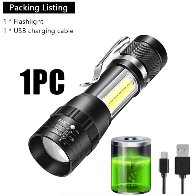 

Портативный фонарь COB+XPE USB