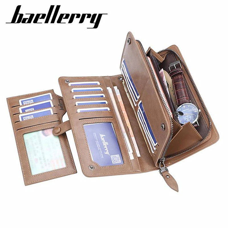 New Arrival Leather Men Wallets Large Capacity Driver License Phone Wallet Casual Long Zipper Male Clutch Coin Purses Carteir