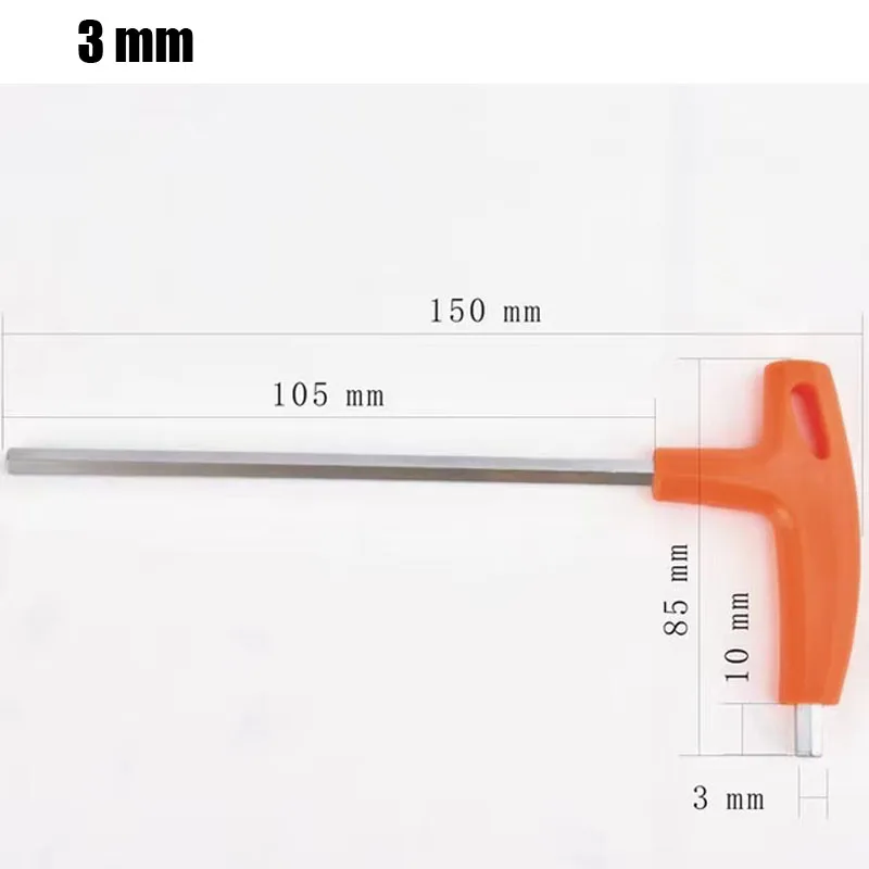 

1 шт. Т-образный шестигранный ключ Cr-v из легированной стали с плоской шестигранной Т-образной ручкой, отвертка 2,5/3/4/5/6/8/10 мм, удлиненная, нескользящая