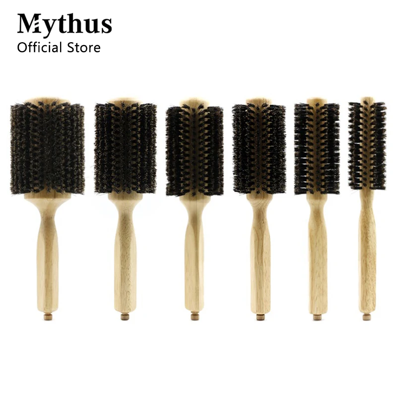 

Wood Round Hair Brush for Women Men Boar Bristle Hair Curling Roll Comb Detangling Hair Brush Hairdressing Styling Tools Comb