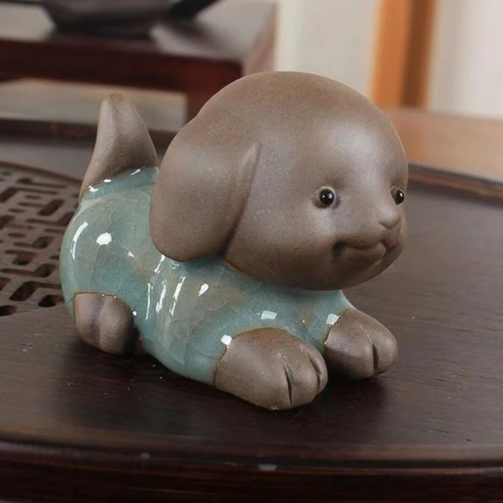 

Ceramic Purple Clay Tea Pet Cow Animal Puppy Sculpture Rabbit Dog Bulldog Calf Statue Celadon Chinese Tea Figurine Desktop Decor