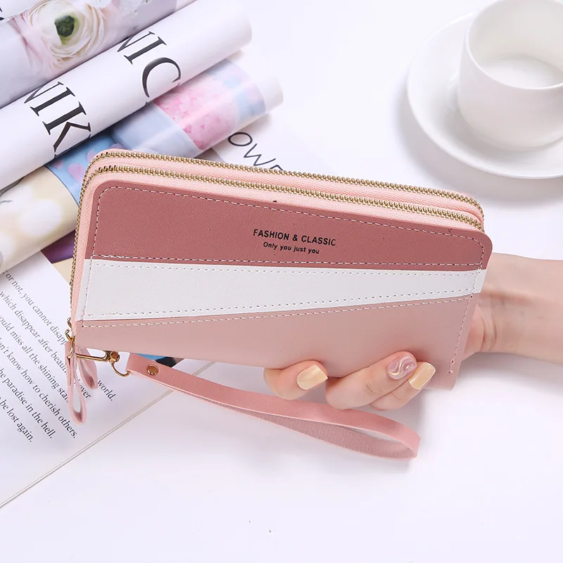 

Long Women's Wallet Female Wrist Clutch Purses Tassel Card Holder Coin Purses Large Capacity Double Zipper PU Leather Wallets
