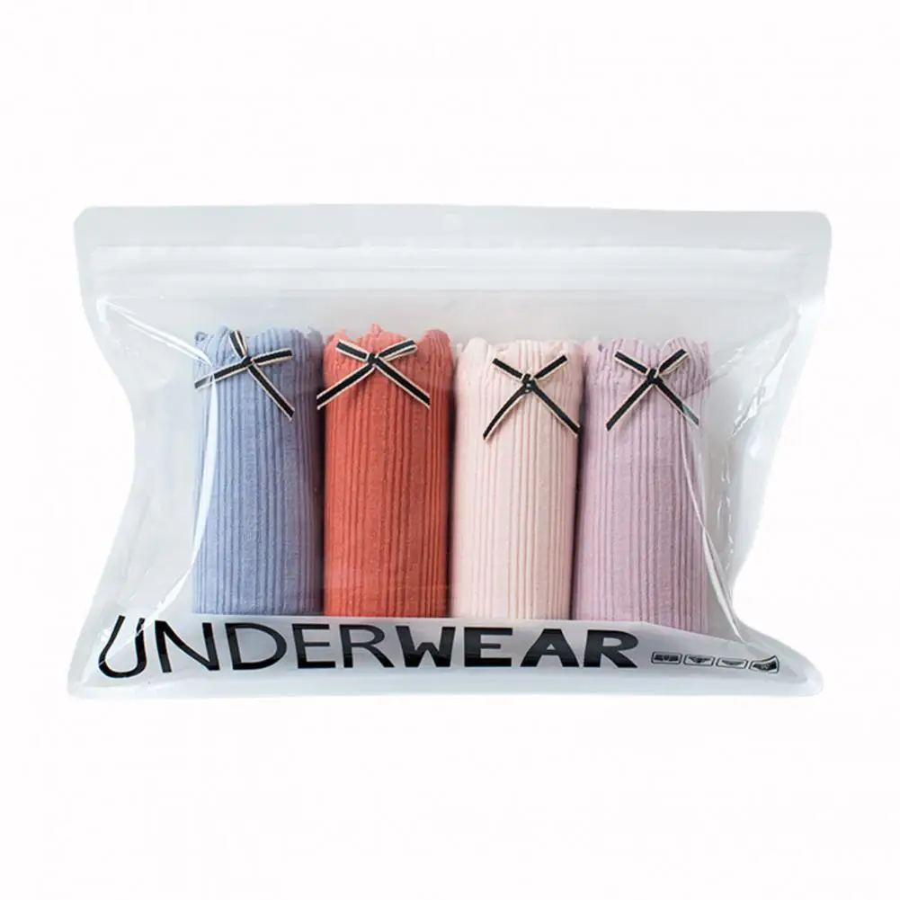 

Solid Color 4Pcs/Set Chic Pure Color Lady Briefs 3 Sizes Women Panties Ultralight for Inner Wear