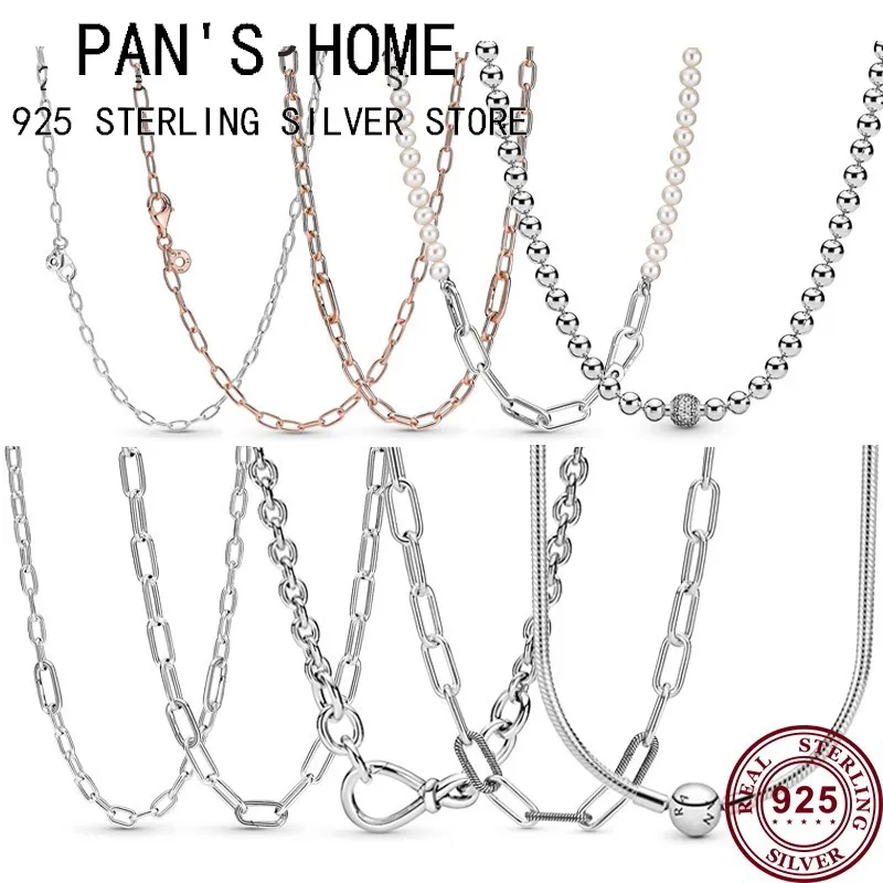 

New Hot 925 Sterling Silver Exquisite Chain Link Me Series Necklace Is Suitable For The Original Woman's Charm Jewelry