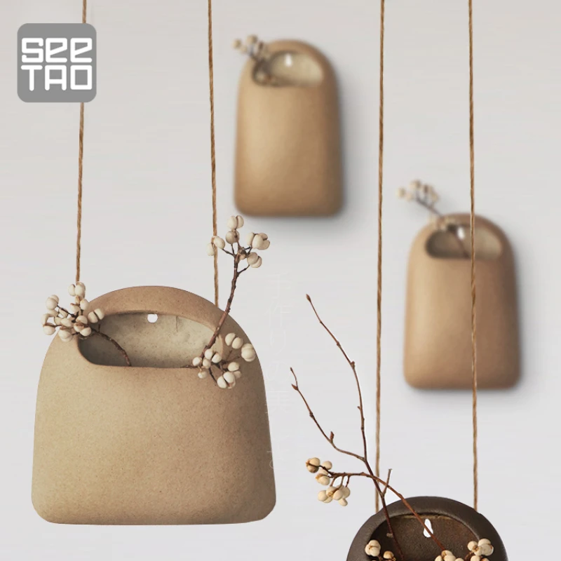 

Hanging vase ceramic craft wall decoration flower pot wall hanging wall decoration Japanese flower arrangement