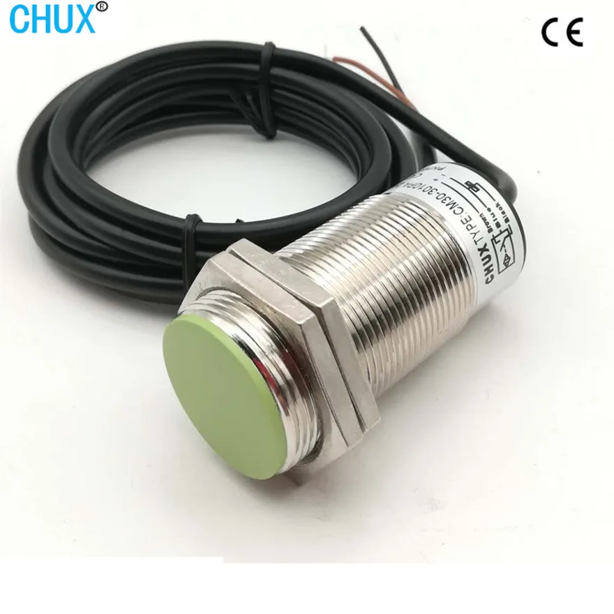 

CHUX Capacitive Proximity Sensor PNP Cylinder Type M30 24V DC 10mm Sensing Distance Metal Motion Capacitance Switch