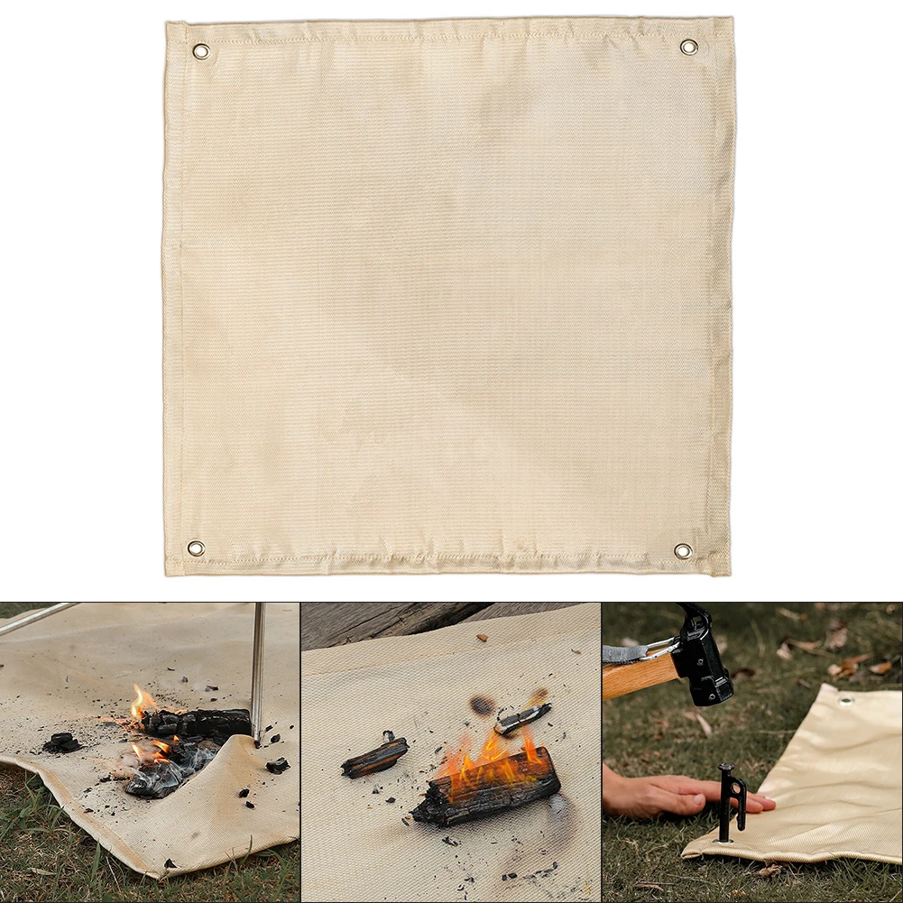 

Flame Retardant Mat for Chimney and Campsite Heat Insulation and Convenient Storage Protects Patio and Firepit
