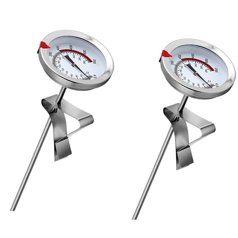 

2Pcs 12 Inch Mechanical Meat Thermometer Instant Read, Long Stem, Waterproof, No Battery Required, Stainless Steel