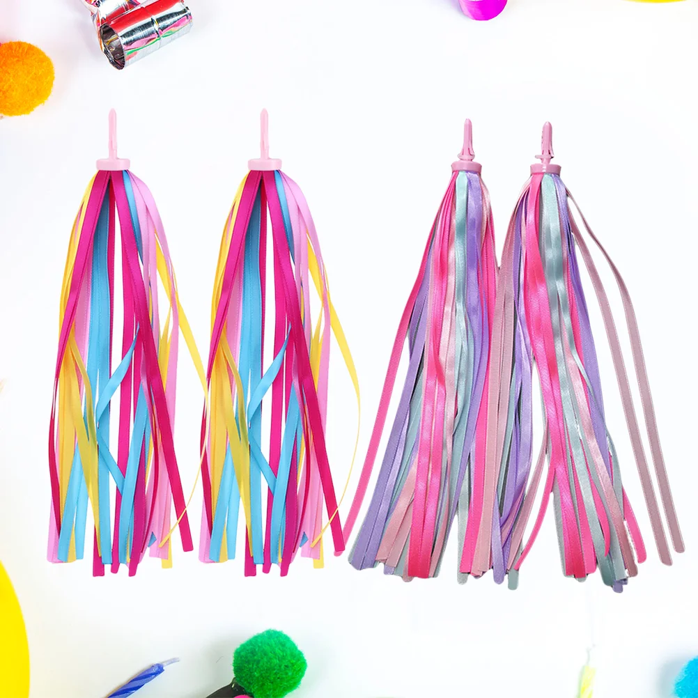 

2 Pairs Kids Bike Handlebar Scooter Streamers Tassel Ribbon Carrier Accessories for Boys 300MM Yellow