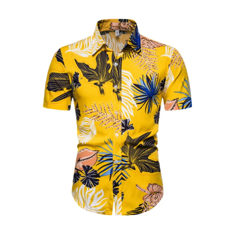 2022 Men's Clothing Hawaiian Shirts Men Hawaiian Cauliflower Flower Shirt Beach Style Fashion Short Sleeved Lapel Mens Shirt