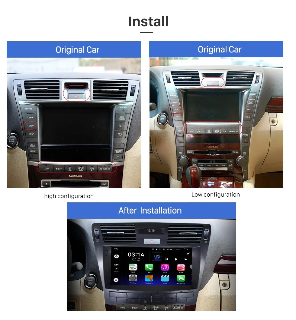 Фото Жгут проводов автомобильного радио Android для Lexus LS460 2001-2005 годов (10 дюймов) Lastic Fascia Car DVD Frame №5