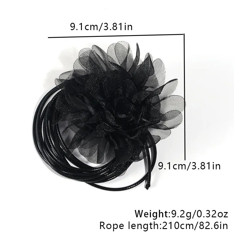 Goth Lace Big Flower Clavicle Chain Necklace for Women Romantic Exaggerated Kpop Adjustable Bowknot Choker Dinner Party Jewelry