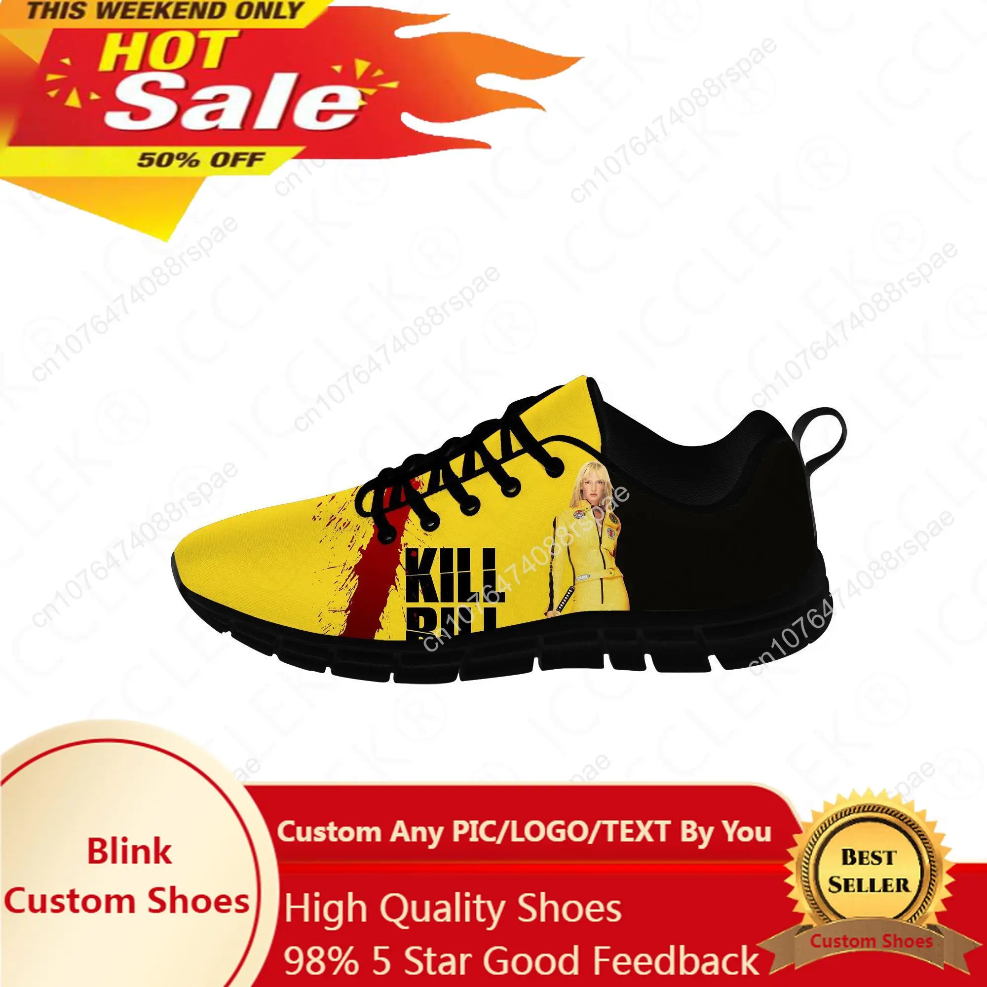 

Movie Kill Bill Low Top Sneakers Mens Womens Teenager Casual Shoes Canvas Running Shoes 3D Printed Breathable Lightweight Shoe