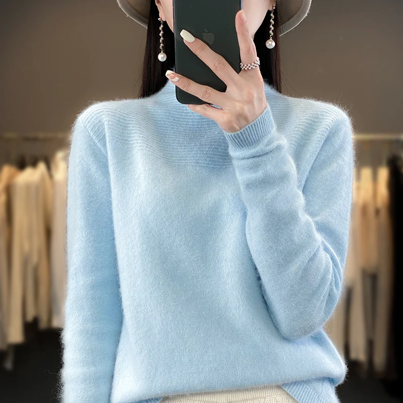 DjzDsm 100% норковый флис вязаный пуловер с длинным рукавом и высоким воротником