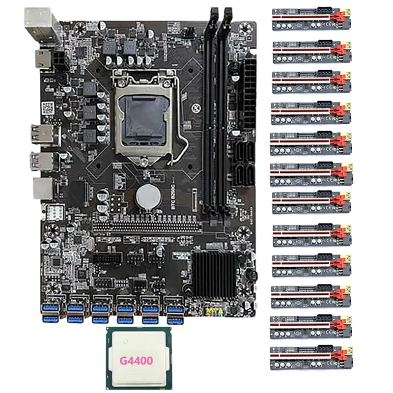 

Материнская плата B250C BTC для майнинга, 12 USB3.0 LGA1151 DDR4 DIMM с 12 шт. искусственными дисками, 1X 16X карта расширения + 1 ЦП
