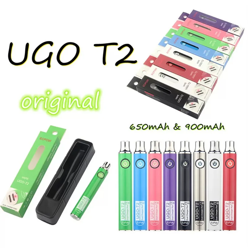 

10 шт./лот UGO T2 переменное напряжение 650/900 мАч батарея Предварительный нагрев VV двойное зарядное устройство Порт Vape Pen батареи для 510 толстого масляного картриджа