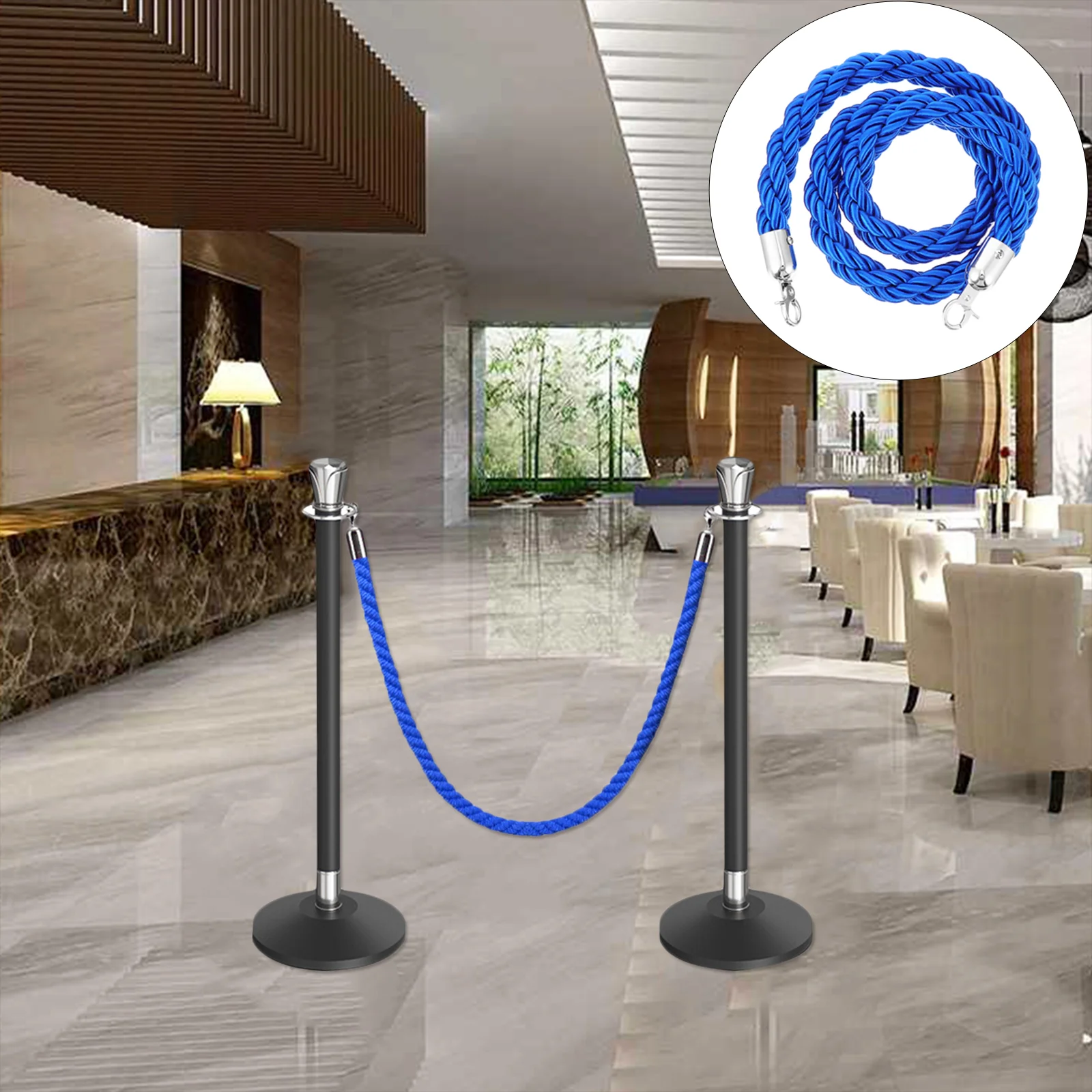 

Blue Accessories Isolation Zone Twisted Rope Lanyard Queue Divider Stainless Steel