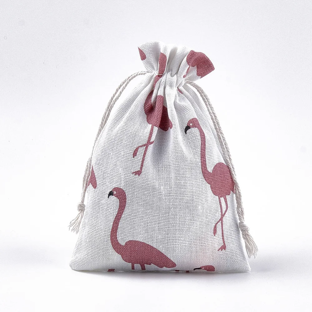 50pcs Polycotton Gift Packing Pouches Drawstring Bags with Flower Printed For Candy Present Jewelry Wrapping Pouches 18x13cm images - 6