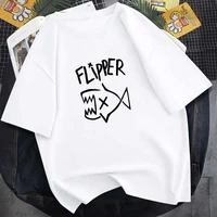 flipper fish rock band graphic print t shirt unisex 100 cotton round neck 14 color summer short sleeve casual hip hop top