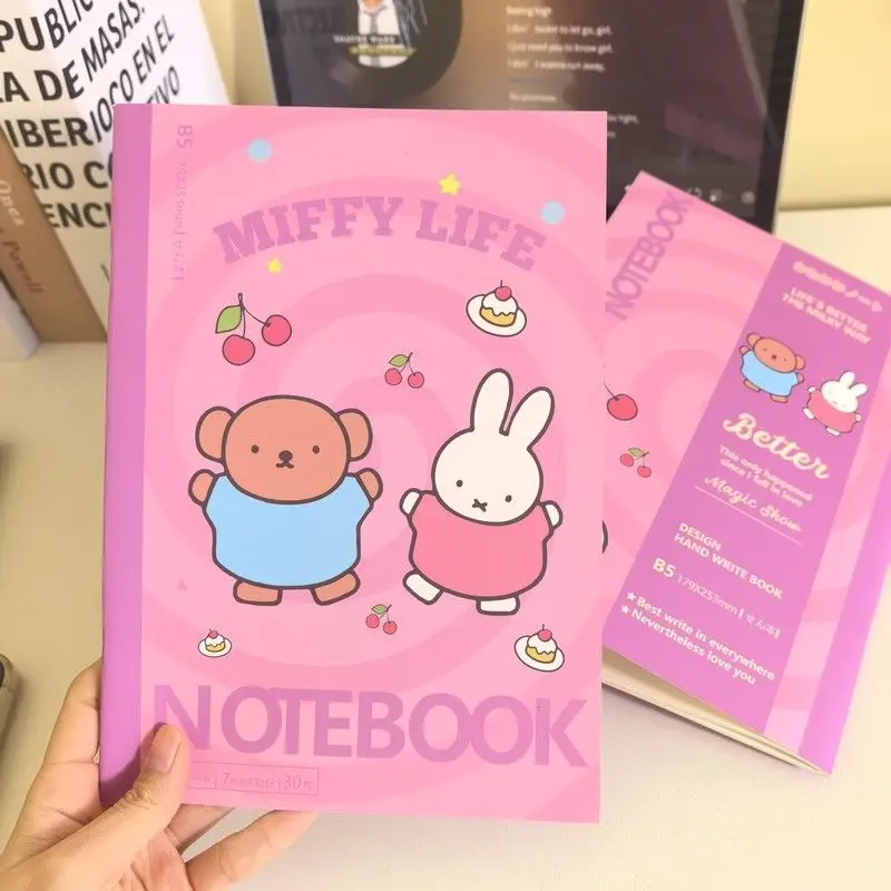 Фото Набор из 4 тетрадей Miffy Rabbit B5, 30 страниц/книга, классический дизайн с линованными страницами, дневник, канцелярские товары для студентов, для заметок, подарок №3