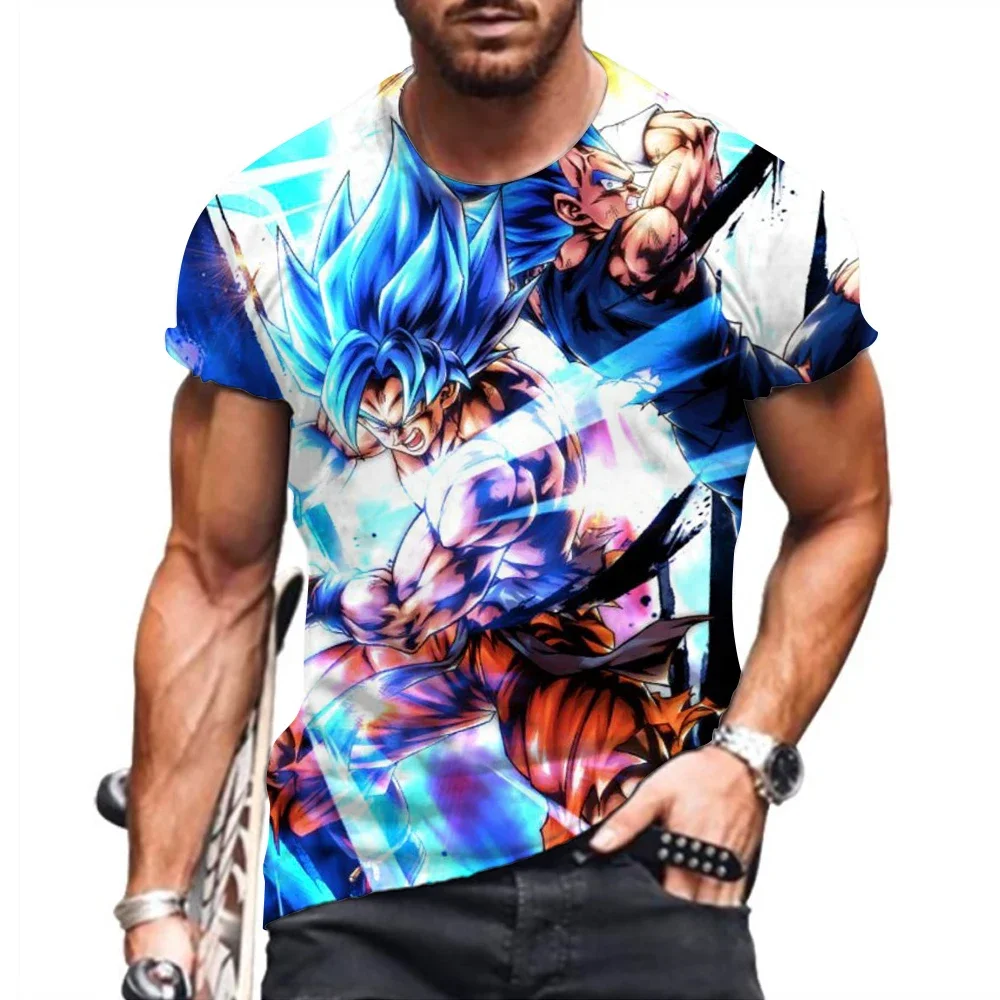 Мужская футболка с коротким рукавом Goku летняя большого размера круглым вырезом и