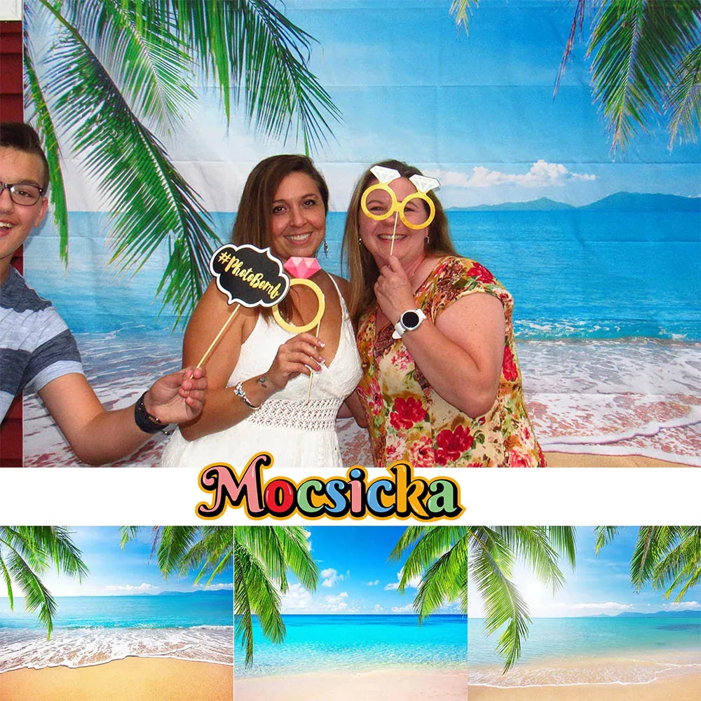 Beach Blue Sky White Clouds Photography Background Baby Summer Backdrop for Photographic Studio Photographer Photo Shoot