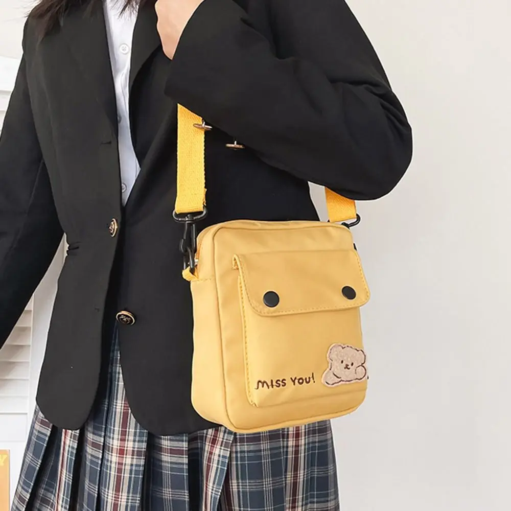 Casual Messenger Bag Coin Purse Fashion Mobile Phone Bag Canvas Handbag Women Bag Small Basket Bag Bear Shoulder Bag