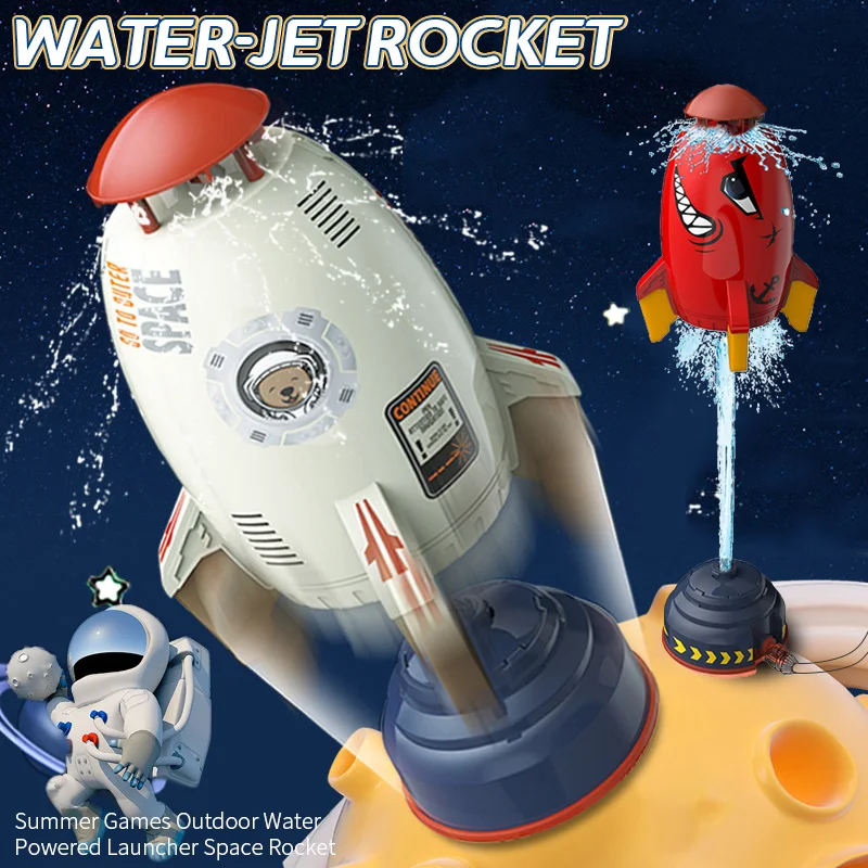 

Water Jet Rocket Powered Launcher Space Party Games Outdoor Sprinkler Spinning Flying Splash Playing Summer Kids Montessori Toy