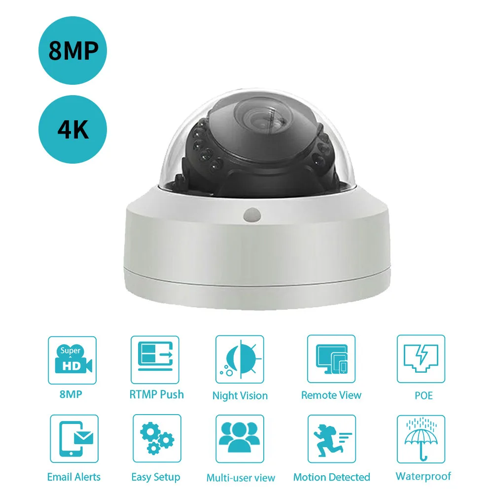 IP-камера POE RTMP 4K 8 Мп IMX415 для прямой трансляции Push-видео в Youtube/Twitter/Facebook Onvif