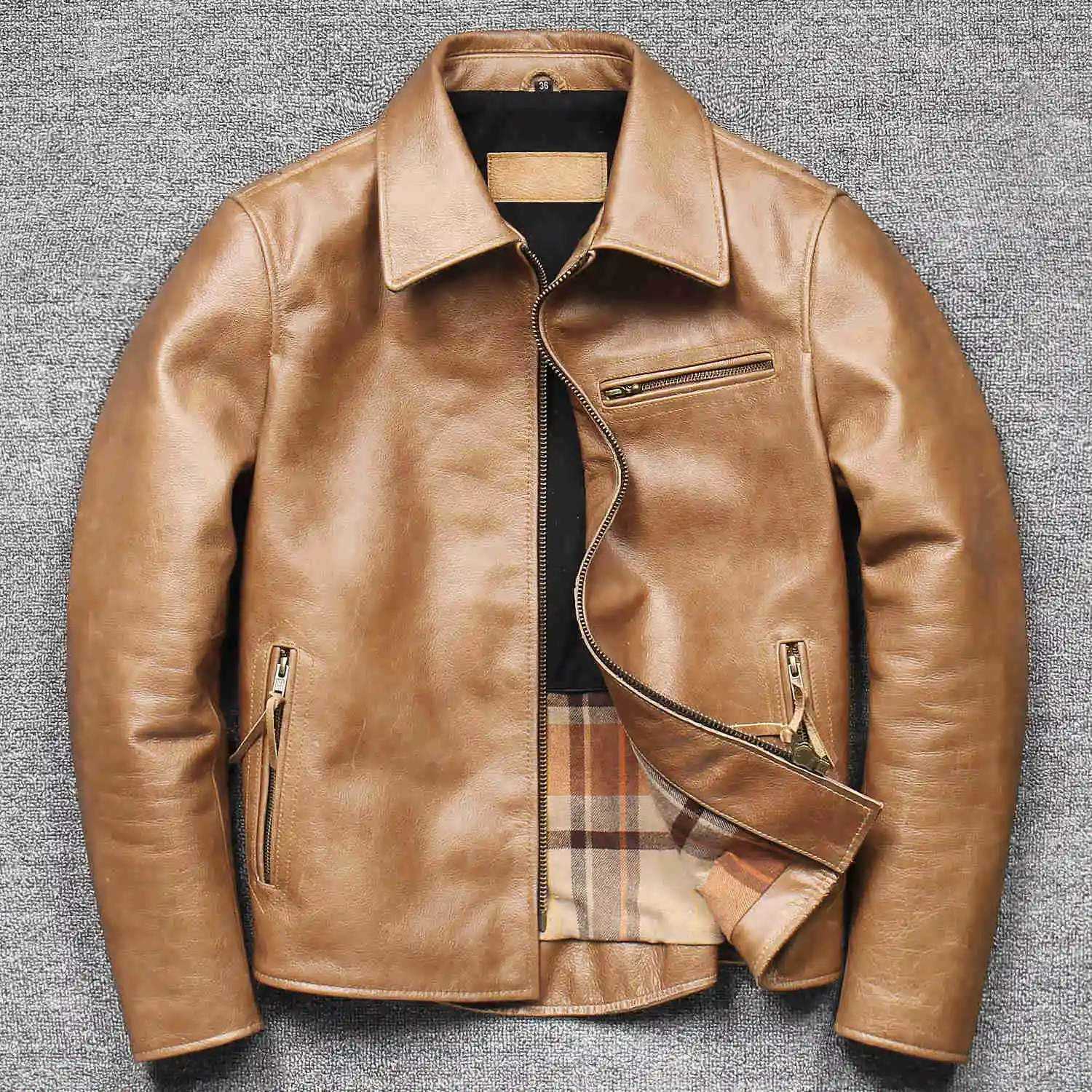 

Мужская винтажная куртка Amekaji 2023 из натуральной кожи, Высококачественная куртка из коровьей кожи на весну и осень, США/ЕС