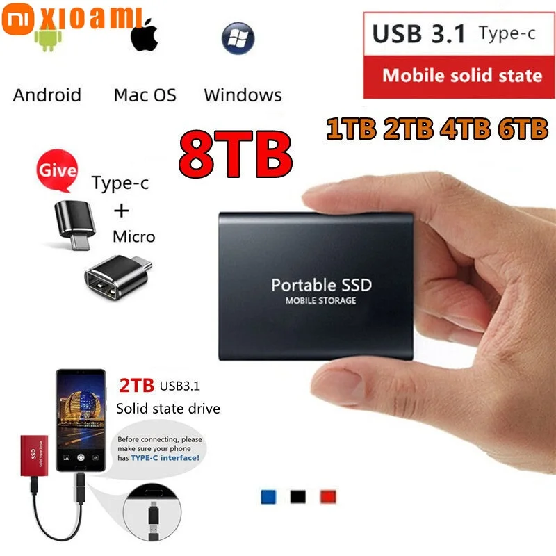 

Внешний жесткий диск Mini SSD 8 ТБ 6 Тб 4 ТБ