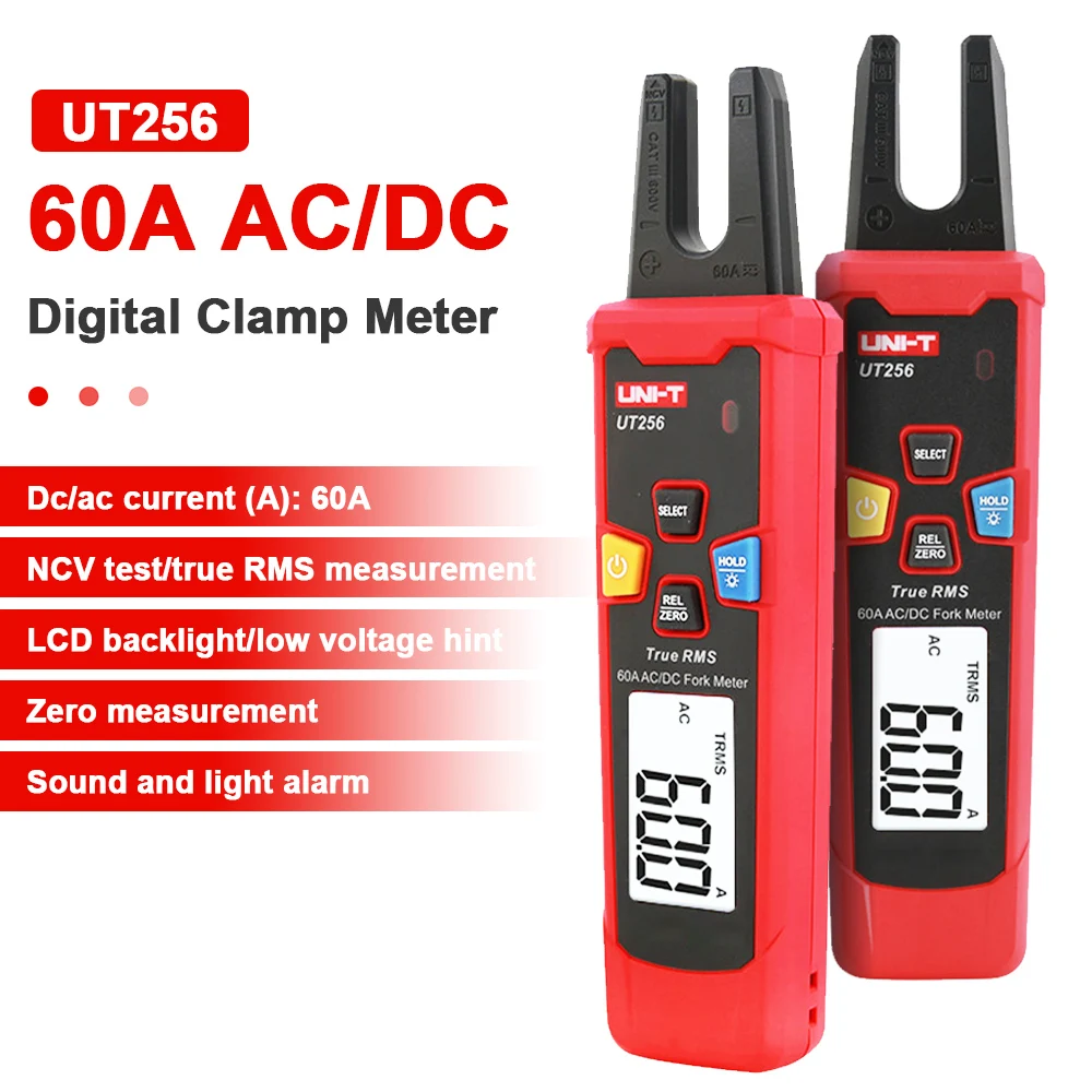 

UNI-T UT256 DC/AC Current Digital Clamp Meter 6000 Count True RMS Auto-Range 60A Multimeter LCD Screen Voltage Hz NCV Ohm Tester