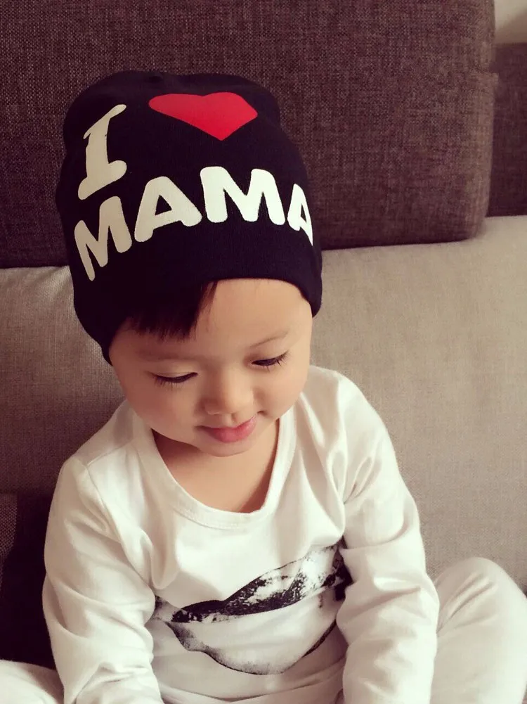 Вязаная шапка-бини для малышей с принтом я люблю папу | Детская одежда и обувь