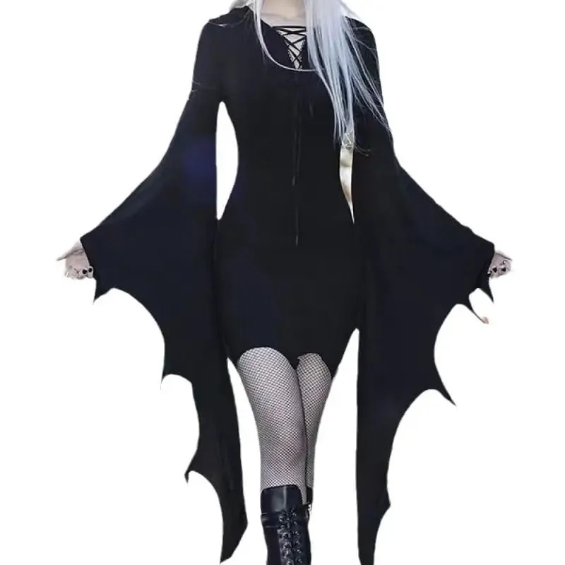 Фото Новый костюм ведьмы, платье в пол с шлейфом Morticia, женское платье ведьмы на Хэллоуин, темный наряд, готическое платье, халат ужасов для взрослых №1