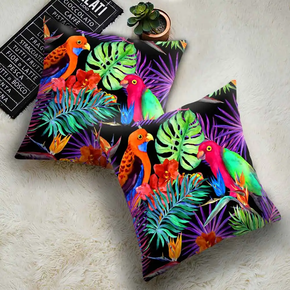 

Tropical plant pillow cover Polyester Throw Pillow Cushion Covers Car Sofa Home Decor Pillowcase Pillows Cushion Funda Cojin