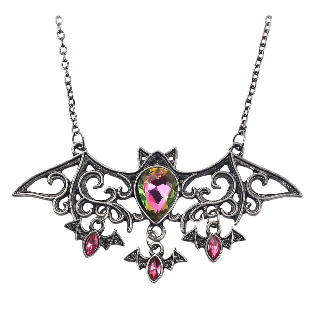 

Halloween Style Necklace Bat Patterned Neck Chain Party Supplies Black