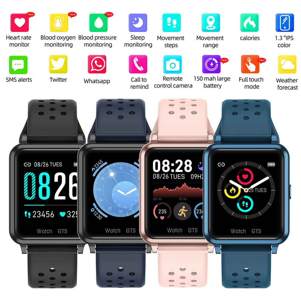 

Sports Watch Tpu Thermometer Reminder Heart Rate Hd Screen Smart Watch Sports Bracelet 1.3 Inches Super Large Blood Pressure P29